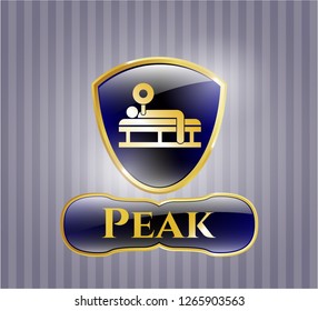  Shiny emblem with bench press icon and Peak text inside