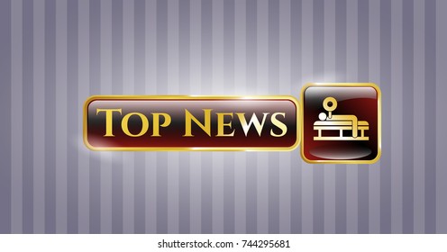  Shiny emblem with bench press icon and Top News text inside