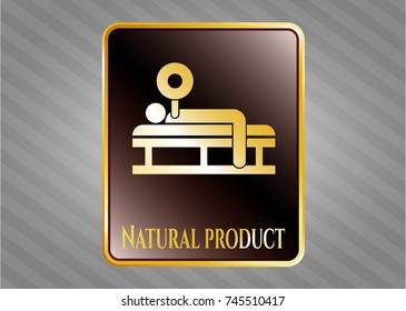  Shiny emblem with bench press icon and Natural Product text inside