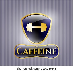  Shiny emblem with big dumbbell icon and Caffeine text inside