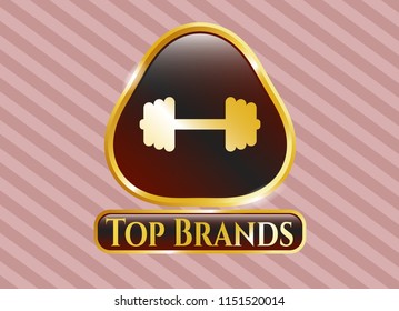  Shiny emblem with big dumbbell icon and Top Brands text inside