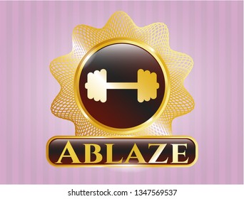  Shiny emblem with big dumbbell icon and Ablaze text inside