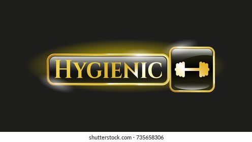  Shiny emblem with big dumbbell icon and Hygienic text inside