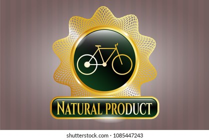  Shiny emblem with bike icon and Natural Product text inside