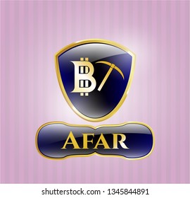  Shiny emblem with bitcoin mining icon and Afar text inside