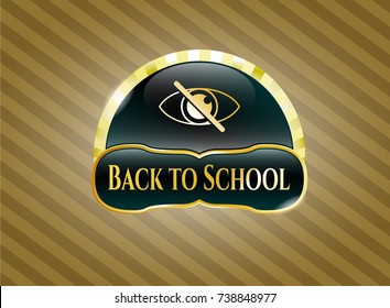  Shiny emblem with blind icon and Back to School text inside