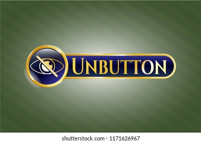  Shiny emblem with blind icon and Unbutton text inside