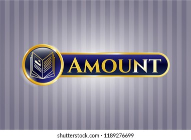  Shiny emblem with book icon and Amount text inside