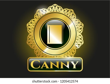  Shiny emblem with book icon and Canny text inside