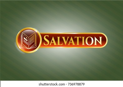  Shiny emblem with book icon and Salvation text inside