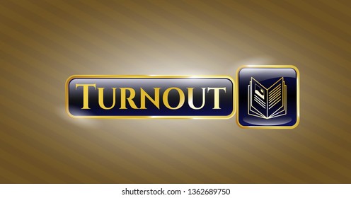  Shiny emblem with book icon and Turnout text inside