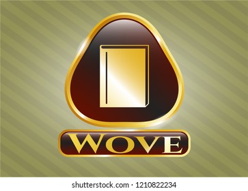  Shiny emblem with book icon and Wove text inside