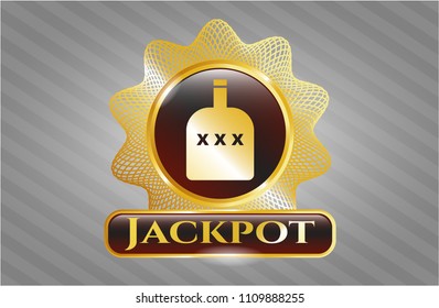  Shiny emblem with bottle of alcohol icon and Jackpot text inside