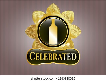  Shiny emblem with bottle icon and Celebrated text inside