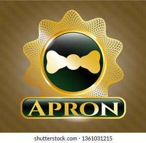  Shiny emblem with bow tie icon and Apron text inside