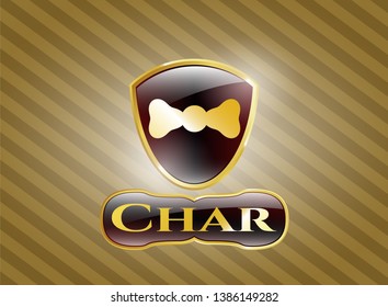  Shiny emblem with bow tie icon and Char text inside