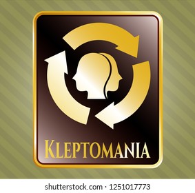  Shiny emblem with brain storm icon and Kleptomania text inside