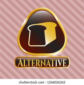  Shiny emblem with bread icon and Alternative text inside