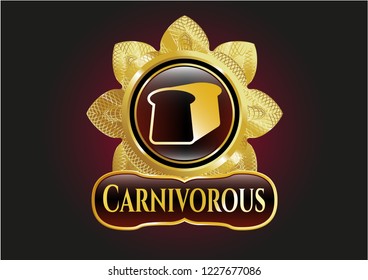  Shiny emblem with bread icon and Carnivorous text inside