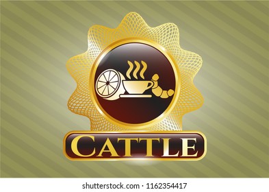  Shiny emblem with breakfast  icon and Cattle text inside