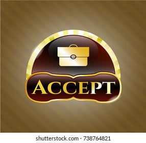  Shiny emblem with briefcase icon and Accept text inside
