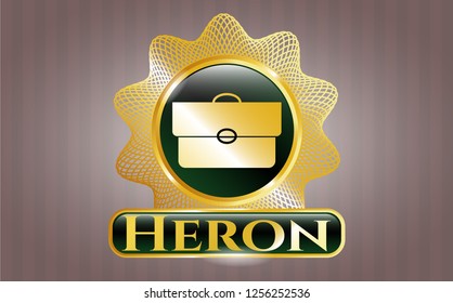  Shiny emblem with briefcase icon and Heron text inside