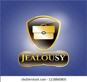  Shiny emblem with briefcase icon and Jealousy text inside