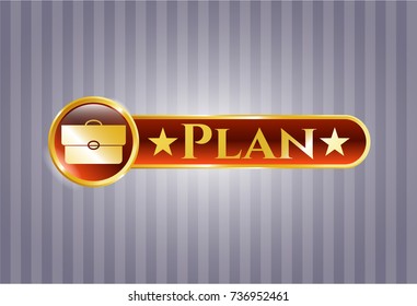  Shiny emblem with briefcase icon and Plan text inside