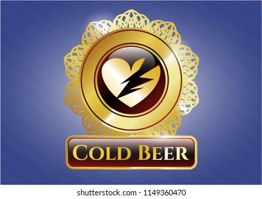  Shiny emblem with broken heart icon and Cold Beer text inside