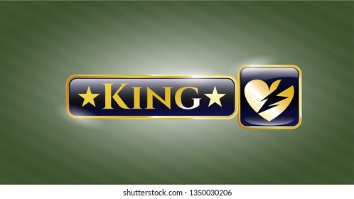  Shiny emblem with broken heart icon and King text inside