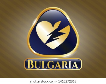  Shiny emblem with broken heart icon and Bulgaria text inside