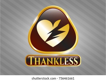  Shiny emblem with broken heart icon and Thankless text inside