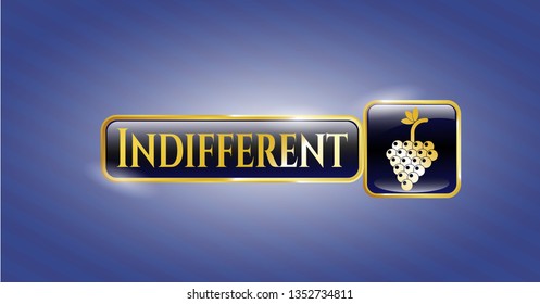  Shiny emblem with bunch of grapes icon and Indifferent text inside