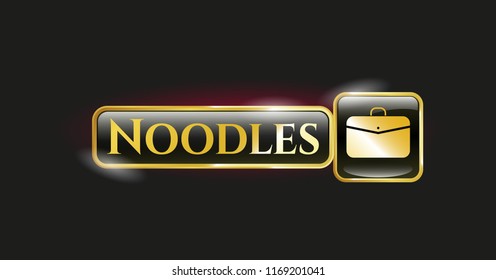  Shiny emblem with business briefcase icon and Noodles text inside
