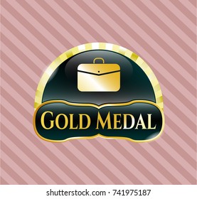  Shiny emblem with business briefcase icon and Gold Medal text inside