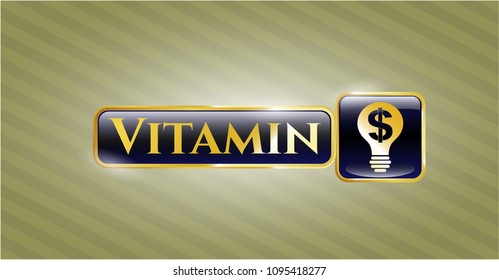  Shiny emblem with business idea icon and Vitamin text inside