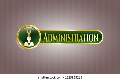  Shiny emblem with business idea icon and Administration text inside