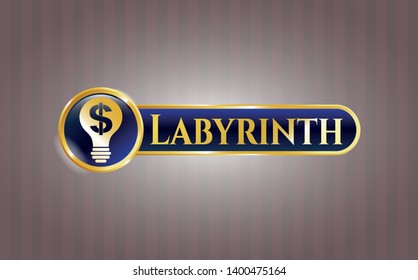  Shiny emblem with business idea icon and Labyrinth text inside