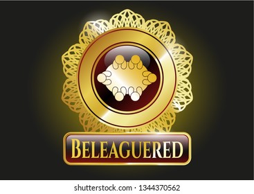  Shiny emblem with business meeting teamwork icon and Beleaguered text inside