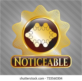  Shiny emblem with business meeting teamwork icon and Noticeable text inside
