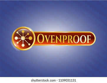  Shiny emblem with business network icon and Ovenproof text inside