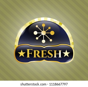  Shiny emblem with business network icon and Fresh text inside
