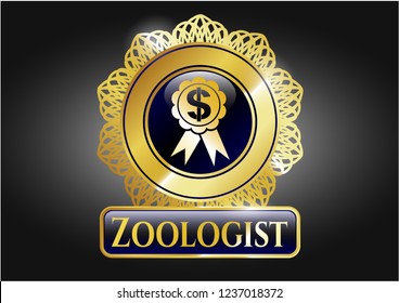  Shiny emblem with business ribbon icon and Zoologist text inside