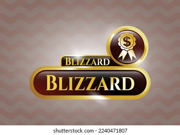 Shiny emblem with business ribbon icon and Blizzard text inside