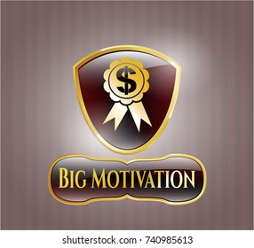  Shiny emblem with business ribbon icon and Big Motivation text inside