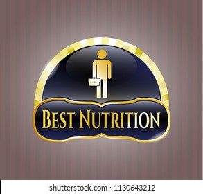 Shiny emblem with businessman holding briefcase icon and Best Nutrition text inside