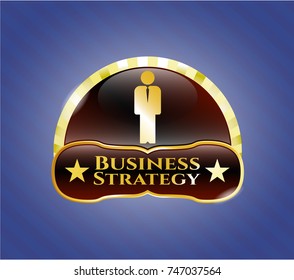  Shiny emblem with businessman icon and Business Strategy text inside