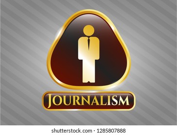  Shiny emblem with businessman icon and Journalism text inside