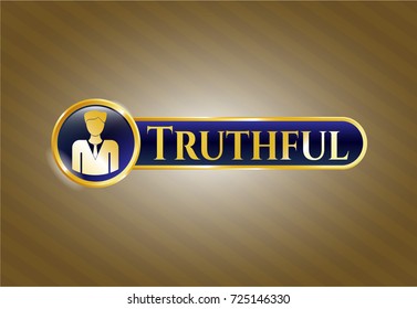  Shiny emblem with businessman icon and Truthful text inside