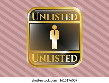  Shiny emblem with businessman icon and Unlisted text inside